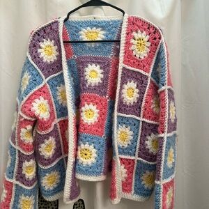 Colorful Crochet Patchwork Sweater